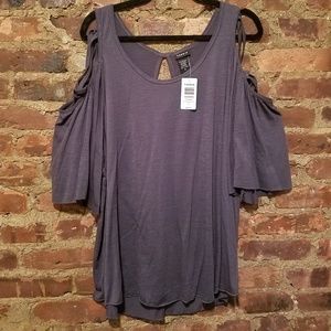 NWT Torrid gray strappy cold shoulder top - size 2